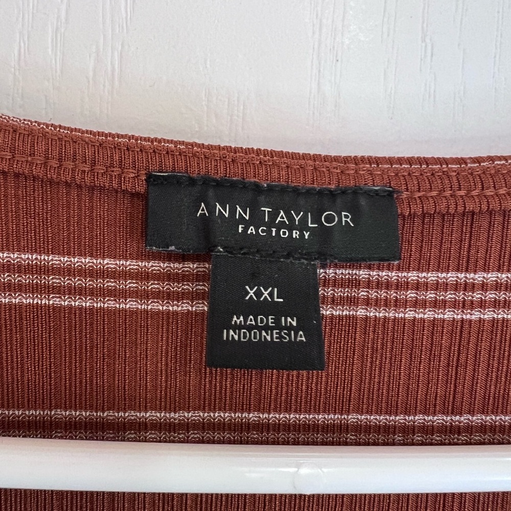 Ann Taylor Rust Stripe Wrap Tie Blouse - Picture 8 of 12